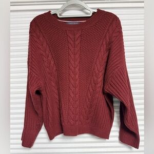 Tommy Hilfiger Dark Red Cable Knit Sweater